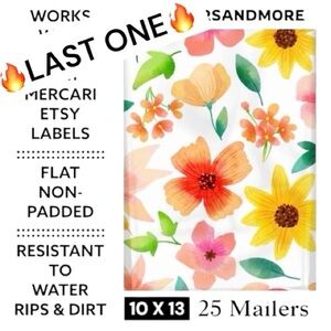 LAST ONE ☝🏻 25 10X13 Poly Mailers Flower Watercolor Shipping Envelopes Bags